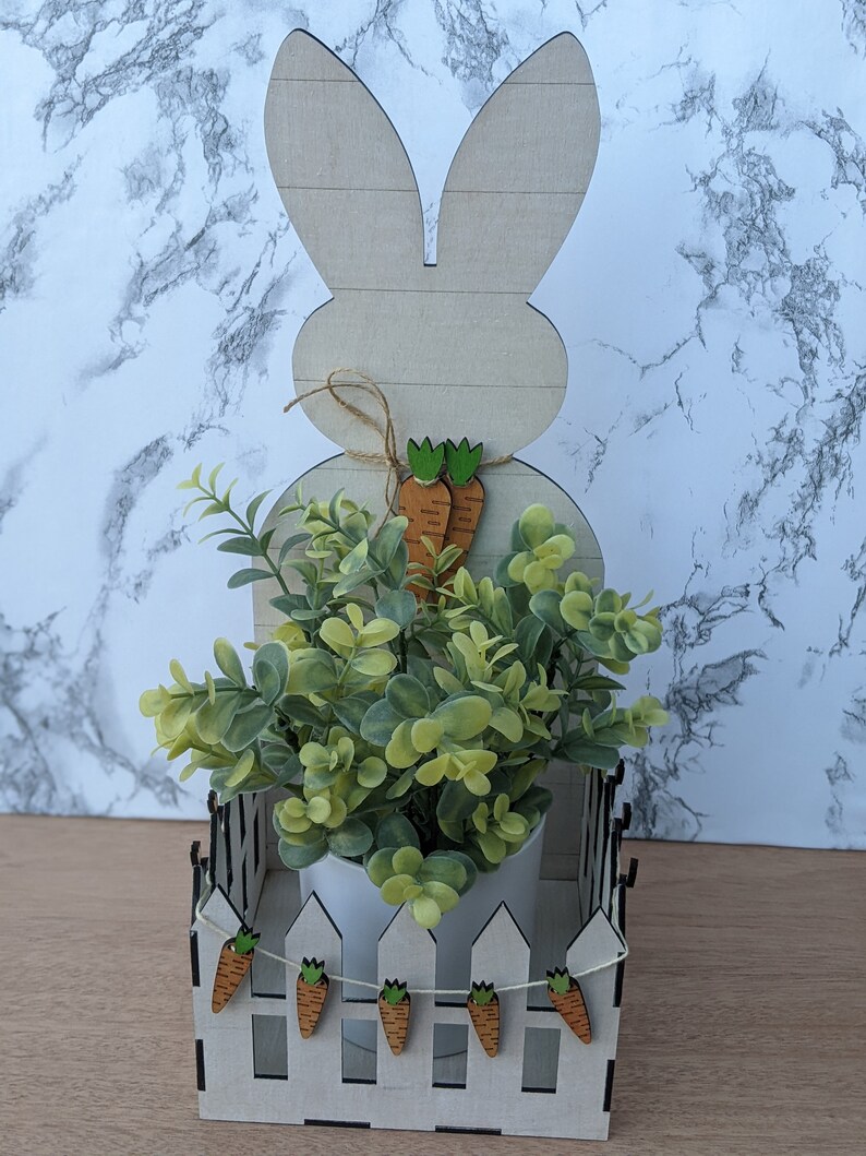 Bunny and Picket Fence Planter SVG Etsy