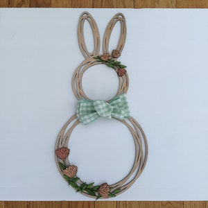 Bunny Wreath Door Hanger with Flowers