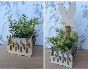 Bunny and Picket fence planter SVG