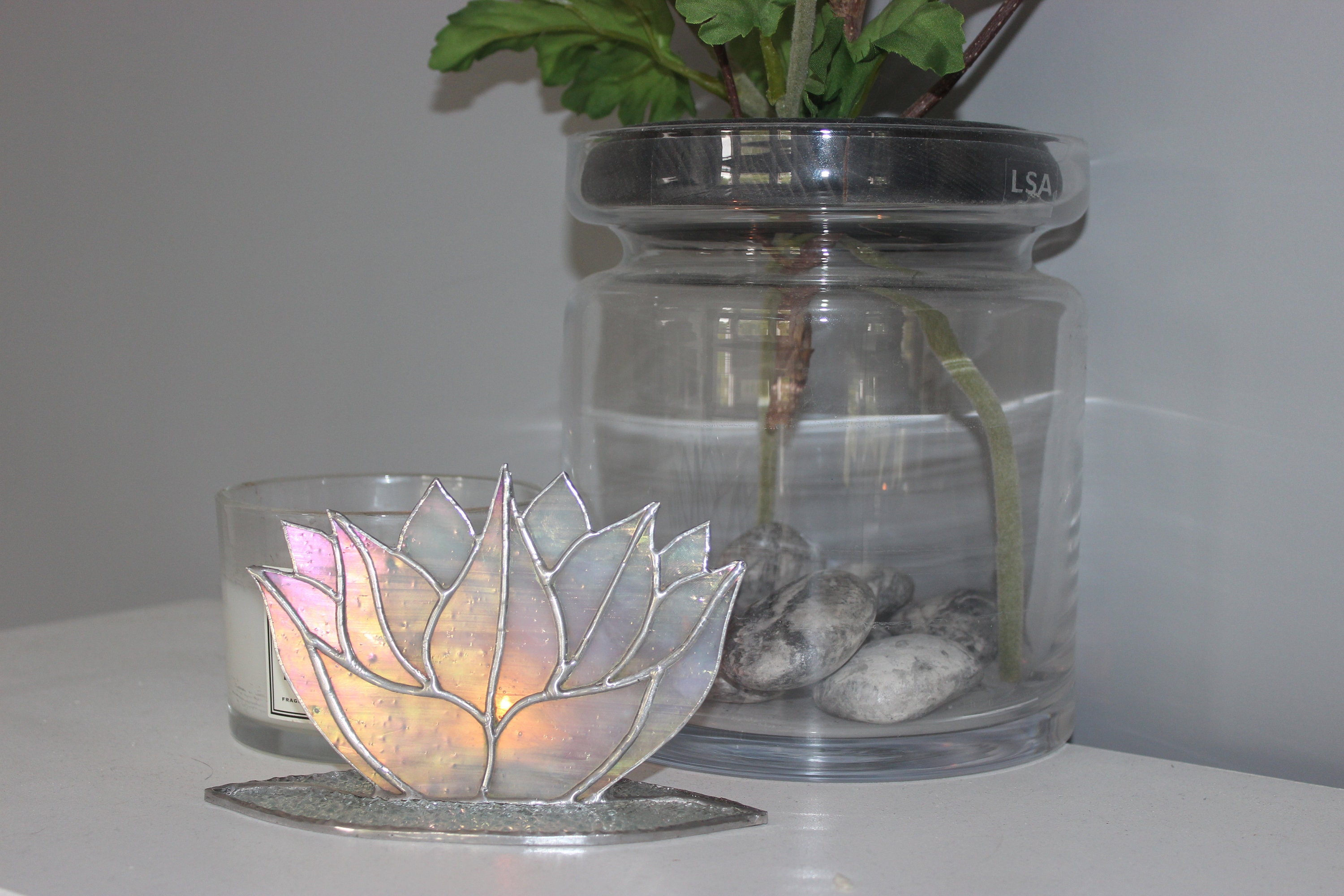 Handgemaakte Glasinlood Lotus Bloem Glasinlood Lotus Bloem Etsy