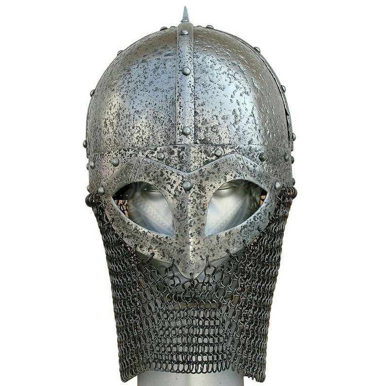 18 Gauge Steel Warrior Medieval Viking Helmet With Chainmail Etsy