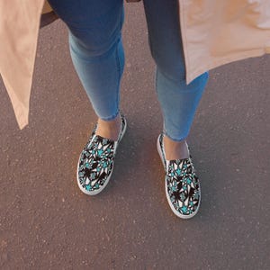 Women’s slip-on canvas shoes | stars black blue
