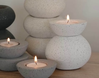 Concrete Stackable Sphere Tealight Holder, Globe Candle Holder, Minimal Minimal Candlestick, Minimalist Decor, Scandi Home, Premium, Gift