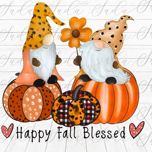 Glücklicher Herbst gesegnet Gnome Kürbisse Png Sublimation, Halloween PNG-Design, Halloween Transfers Design Png, Frieden Liebe Halloween Png