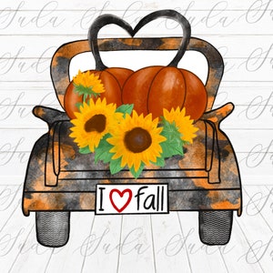 Halloween Truck I Love Fall PNG sublimation, heks vrachtwagen png, Halloween Truck clipart, Halloween pompoen truck png, heks voeten png