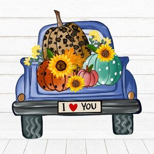 Pompoenen met de hand getekende vrachtwagen sublimatie PNG, clipart, instant download, Sublimation Graphics