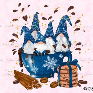 Blue Mug Gnomes Sublimation Digital Download, Chocolate Chip Cookies Valentine, Printable Valentine, Gnomes Clipart