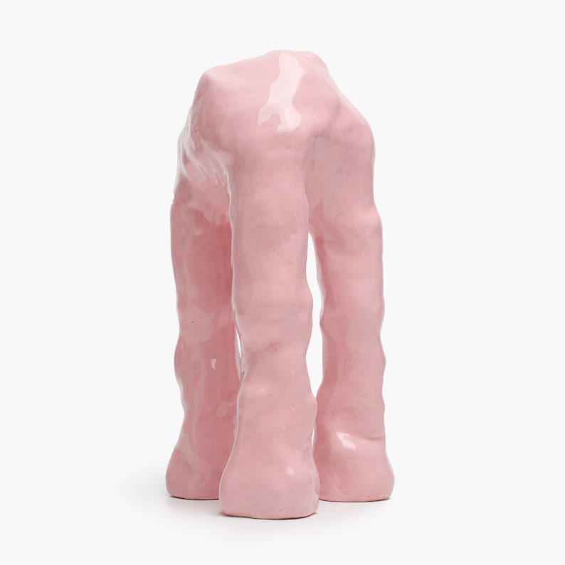 Glossy pink ceramic decorative figurine image 3