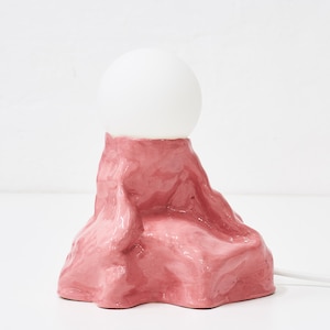 Hand-built ceramic pink glossy lamp