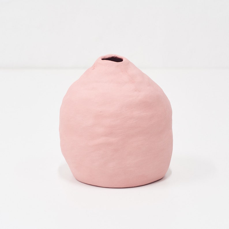 Hand-built pink organic ceramic vase image 1