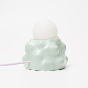 Handmade Ceramic Green Pastel Glossy Lamp - Organic Shape Lamp - Sconce Lamp - Ceramic Table Lamp - Gift for Her - Unique Design Lamp