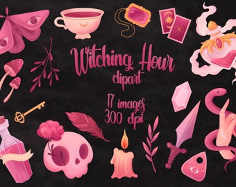 Witches Clipart - Halloween clipart - Witch clipart - Magic clipart - Occult  - Skull  - Spooky - Witchcraft - Potions - Halloween graphics