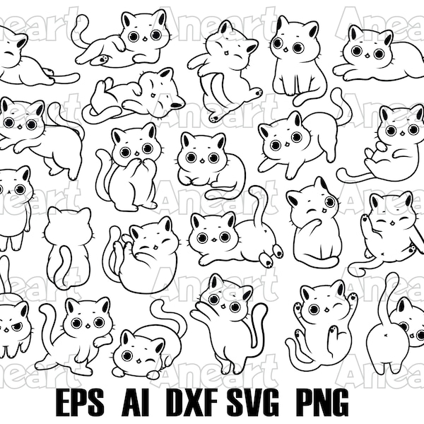 Cute cat Svg files for Cricut, Cat cut files, Cat design, Cat clip art, Kitty Svg, Cat Plotter file SVG, DXF, PNG, Baby animals cricut