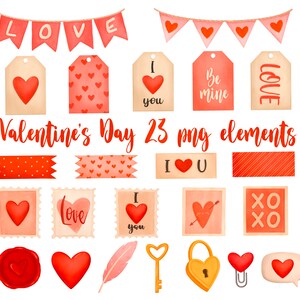 Valentijnsdag clip art set, liefde clip art, valentines postzegels, hart clip art, valentines mail png, valentine png, romantische png, plakboek