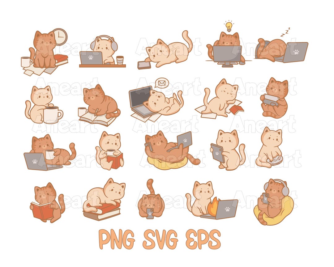 Working Cat Svg, Funny Cat Svg, Work Svg, Study Svg, Cat Study, Cat ...