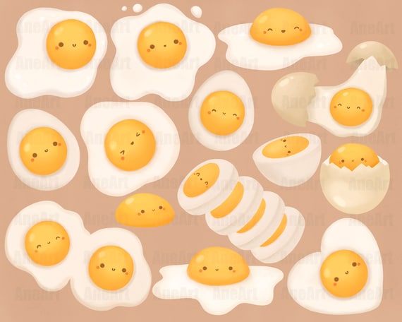 Cute Kawaii Eggs Clip Art Egg Png Kawaii Omelet Kawaii Food Clip Art Breakfast Clip Art Cute Food Png Kawaii Breakfast Fried Eggs Etsy