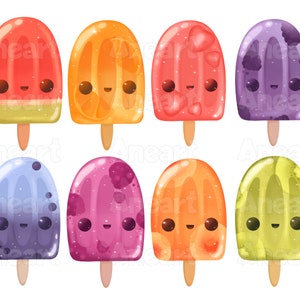 Cute ice cream clip art, kawaii ice cream clip art, food clipart,dessert clip art, summer clip art, ice cream png, popsicles clipart