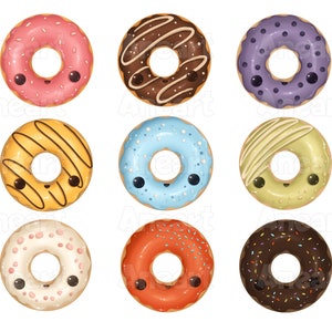 Cute donuts clip art, kawaii donuts clip art, kawaii food clip art, kawaii desserts clip art, donuts png, sweets, doughnut, bakery