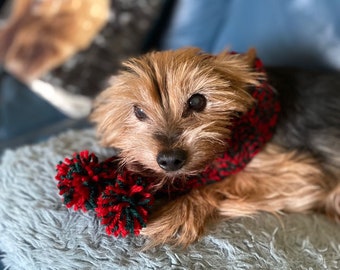 Fur Baby Scarves!  Crocheted in recycled wool with pom poms!