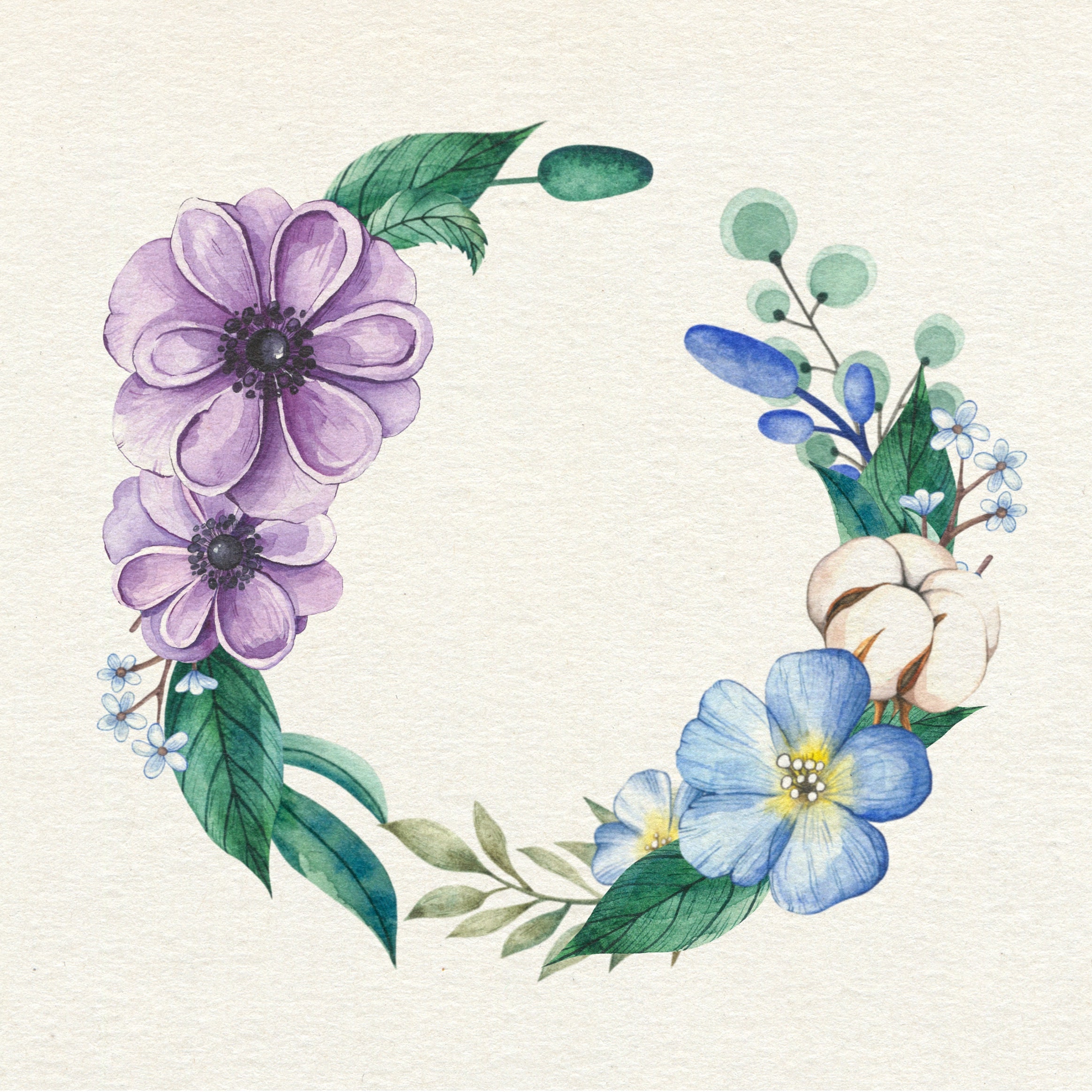 Flower watercolor CLIPART / 16 individual PNG files 1 floral | Etsy