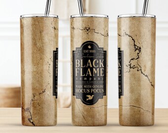 Black Flame Company Tumbler PNG, 20 oz Sublimation Digital Design Download