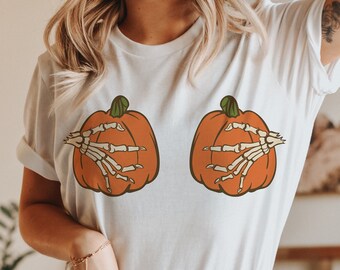 Halloween Pumpkin PNG, Pumpkin Boobs, Skeleton Png, Halloween Skull Png, Funny Halloween Shirt, Sublimation Designs Downloads, Halloween SVG
