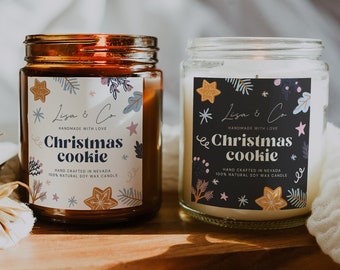 Candle Label Canva Template: Modern Christmas Jar Labels (Digital Download)