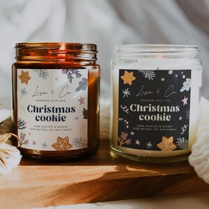 Szablon Canva Candle Label, Nowoczesna etykieta na słoiki, Etykiety na opakowania świąteczne, Etykiety na słoiki, Zimowa etykieta na świece, Opakowania świąteczne