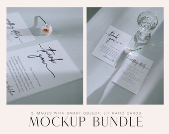 5x7 Cards Mockup PSD Bundle, Wedding Card Mockup, Stationary Mockup, Instant Download