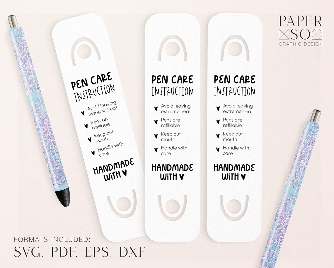 Pen Holder SVG Epoxy Pen Care Card SVG Pen Care Card Etsy Sweden