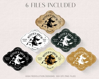 Witches Brew Label PNG, Halloween Drink Png, Wine Label, Halloween Booze, Halloween Label, Halloween Decor, Clipart Image, Cricut Silhouette