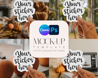 Sticker Mockup: Canva, Photoshop, Black Model (Digital File)