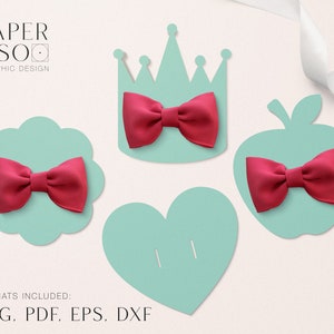 Haar boog display kaart bundel SVG, haar clip kaartsjabloon, haaraccessoires verpakking, haarboog houder SVG, haar clip kaartsjabloon