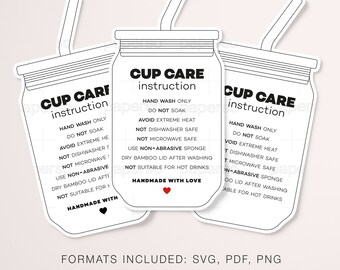 Glass Can Cup Care Card: Instructions SVG PNG PDF