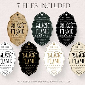 7 Black Flame Candle Label PNG