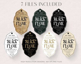 7 Black Flame Candle Label PNG