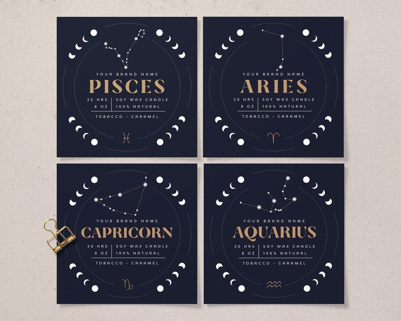 Astrology Candle Label Set Zodiac Labels Birthdate Candle Etsy