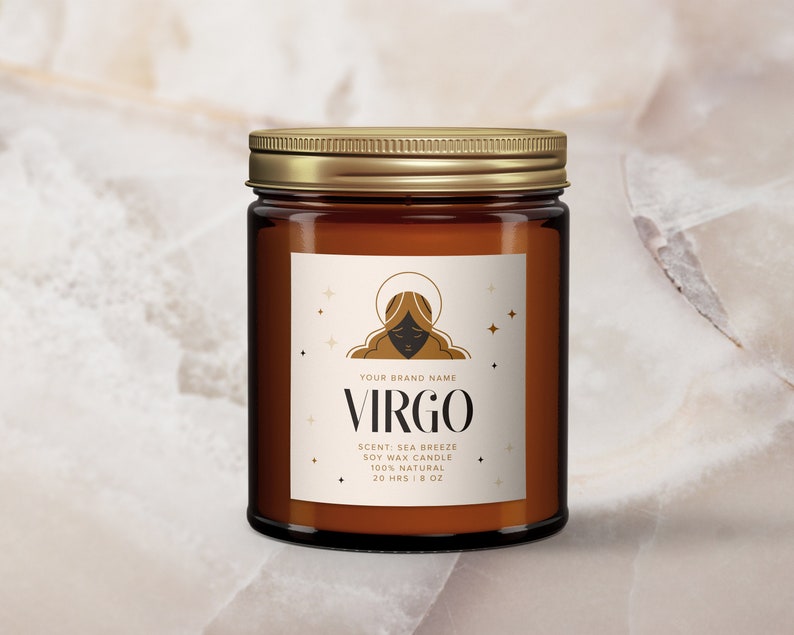 Zodiac Candle Label Set Zodiac Labels Template Astrology Jar Etsy