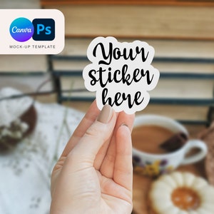 Sticker Mockup: Canva & Photoshop Hand PSD Mock-Up