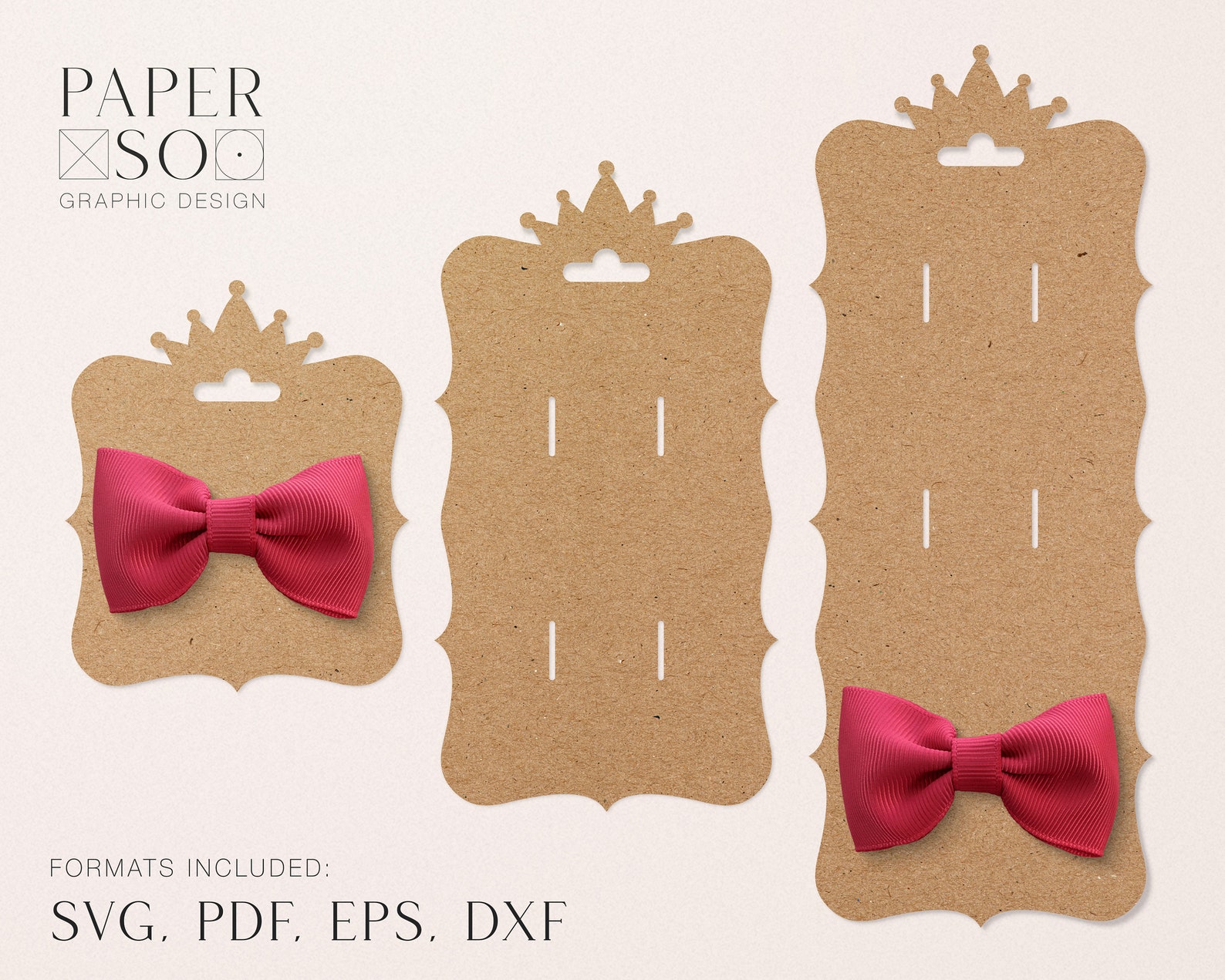 Hair Bow Display Card SVG Crown Hair Clip Card Template Hair Etsy