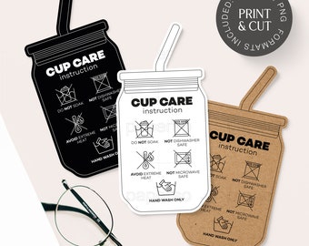 Glass Can Cup Care Card: Instructions SVG PNG PDF