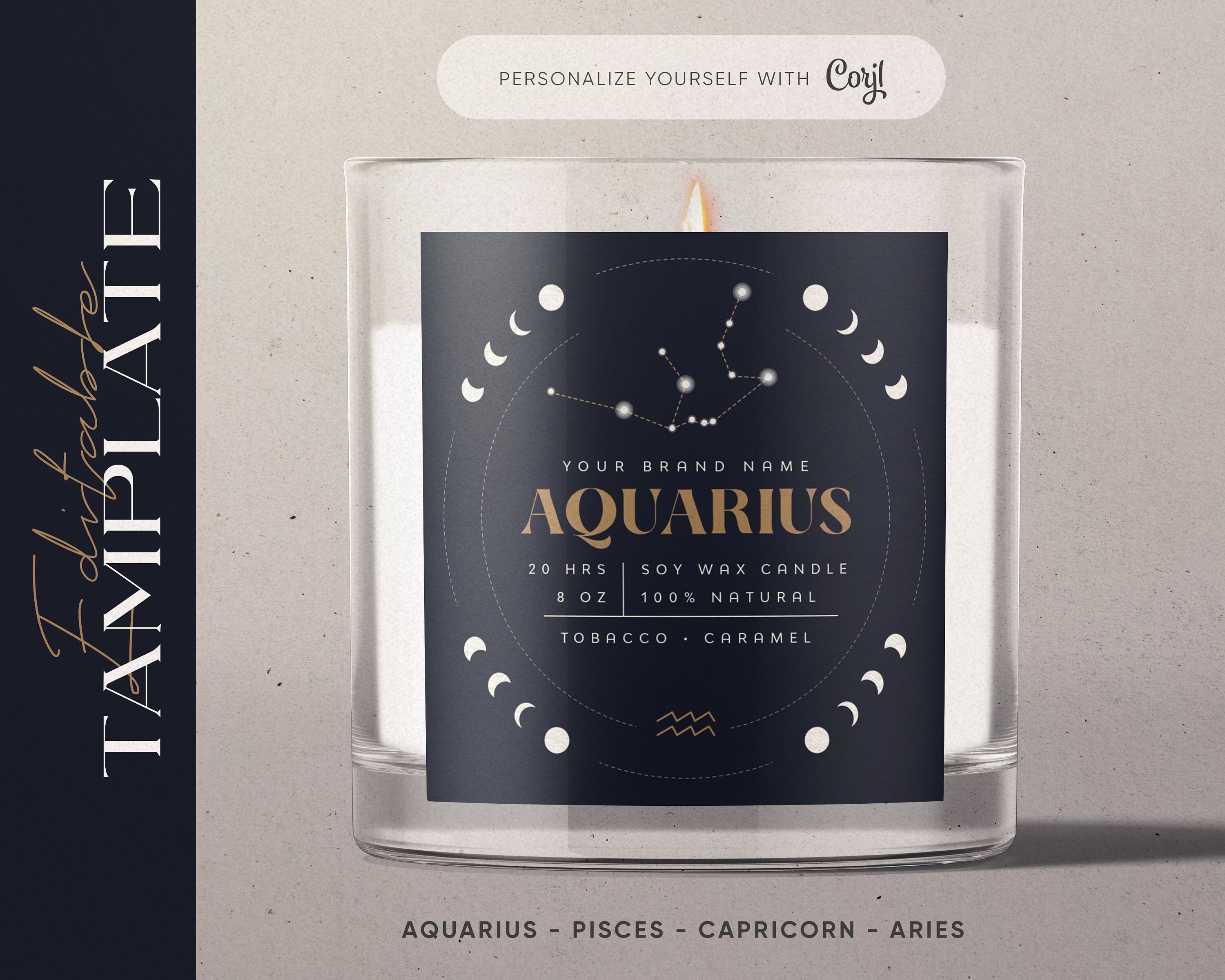 Astrology Candle Label Zodiac Labels Birthdate Candle DIY Etsy