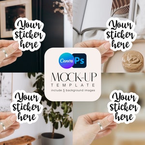 Hand Holding Sticker Mockup: Canva & Photoshop Template