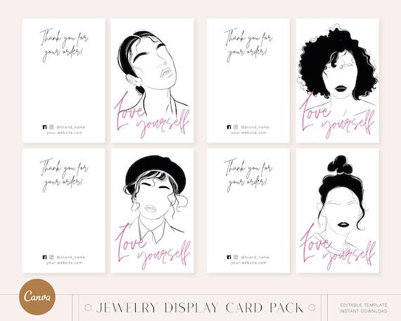 Custom Jewelry Display Card, Editable Earring Card Template, Earring  Display Card, Earring Tags, Woman Portrait, Earring Package Template 