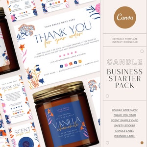 Editable Candle Business Bundle, Candle Branding Bundle, Candle Label Design, Candle Care Card Canva Template, Candle Packaging, Scent Card