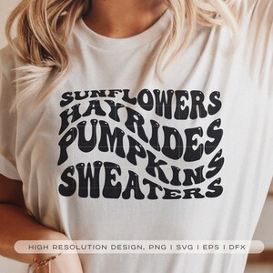Thanksgiving Png, Sunflowers Hayrides Pumpkins Sweaters SVG, Retro Fall PNG, Fall Sweater Svg, Autumn Quotes, Png File for Tshirt