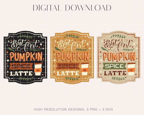 Pumpkin Spice Latte PNG, Fall Sublimation Design, Pumpkin Spice PNG, Lettering Waterslide, Tumbler Design, Autumn label, Fall Vibes Latte,