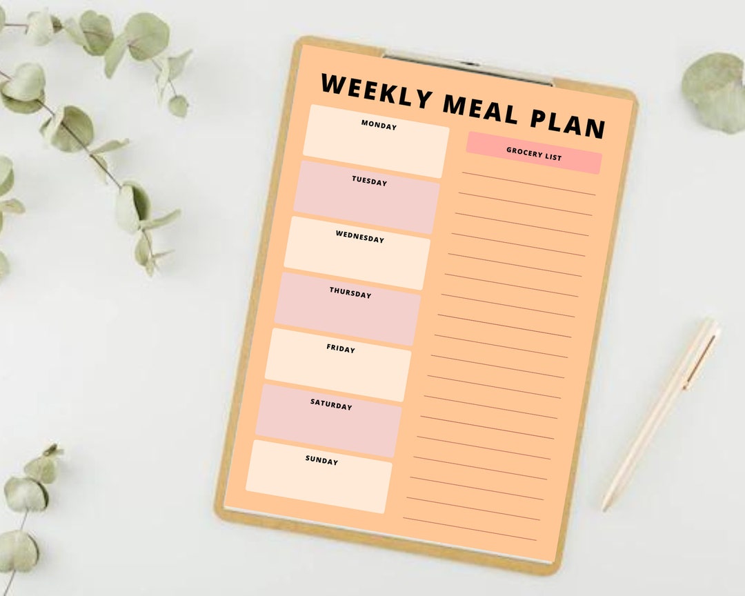 Weekly Meal Planner and Grocery List Google Sheets Digital Template ...