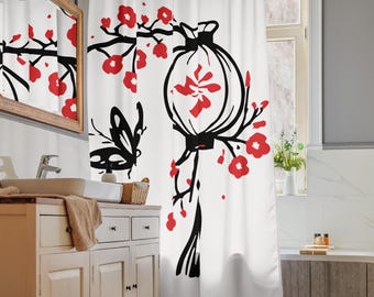 Cortina de chuveiro com lanterna japonesa Sakura