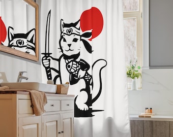 Cortina de chuveiro Samurai Cat